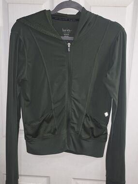 Nicole Miller Dark Green Zip-Up Hooded Active Jacket